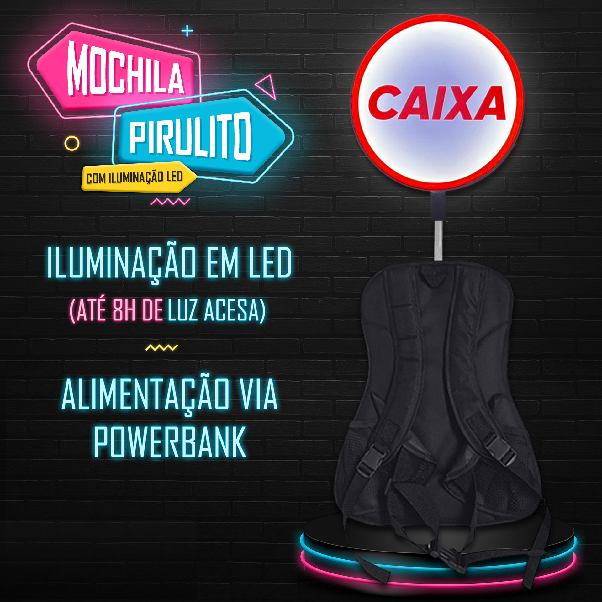 Mochila Pirulito LED